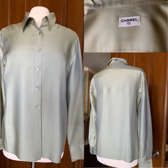 CHANEL Rare Silk 2tone iridescent fabric size 10 - Picture 4 of 6